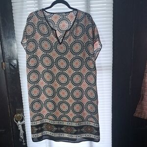 Black Rainn Tribal Dress w Attached Slip